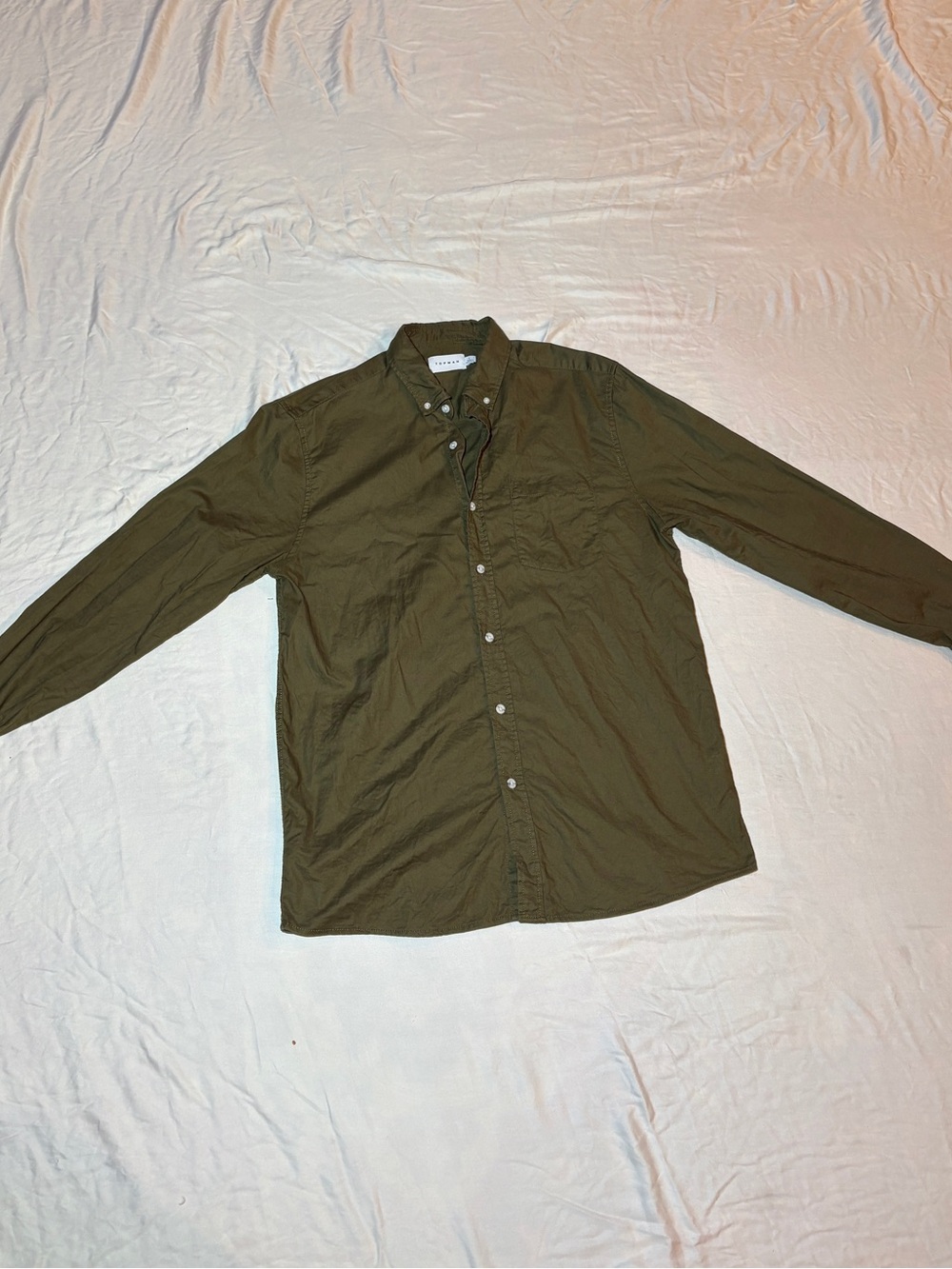 Topman Olive Green Button-Down Casual Shirt